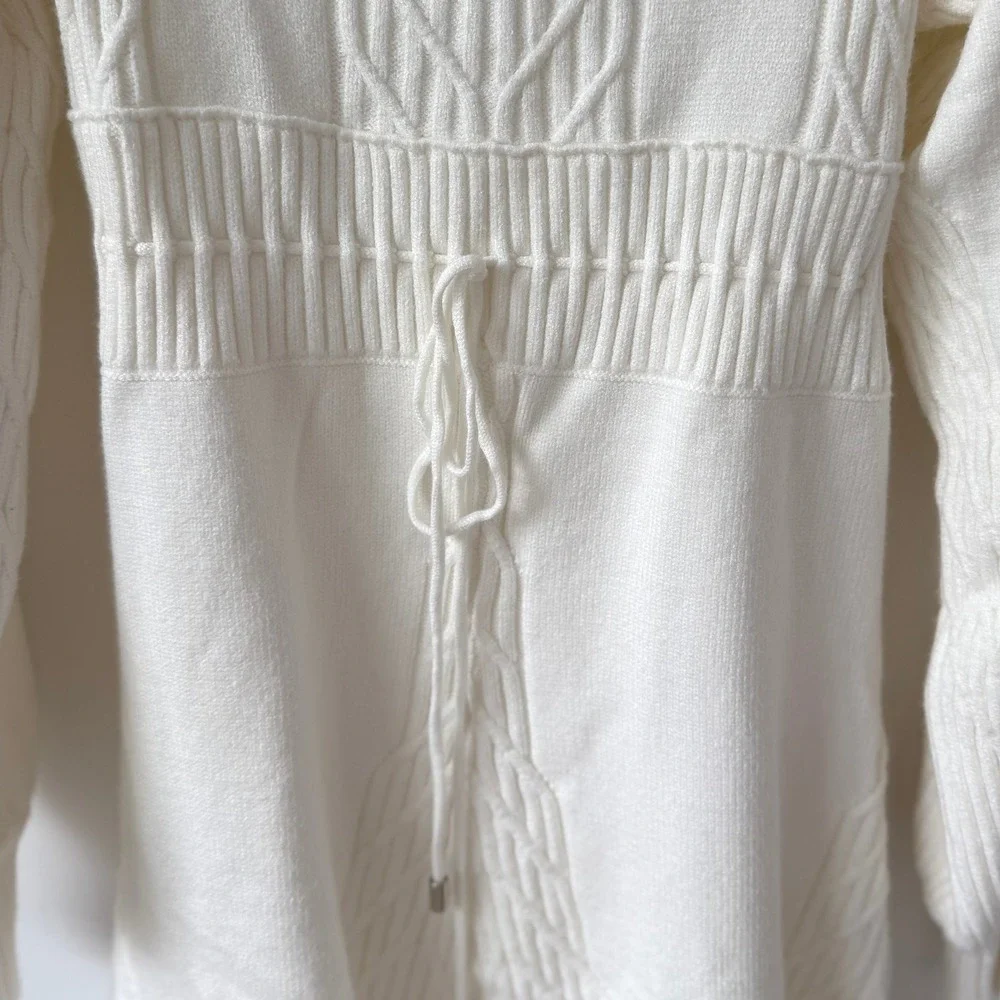 Free People Women's White Emmaline Knit Mini Sweater Dress Size Large NWT